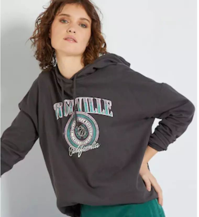 Hanorace ieftine pentru femei- gri antracit cu imprimeu