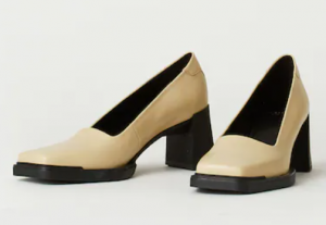 Pantofi din piele cu model uni si toc inalt