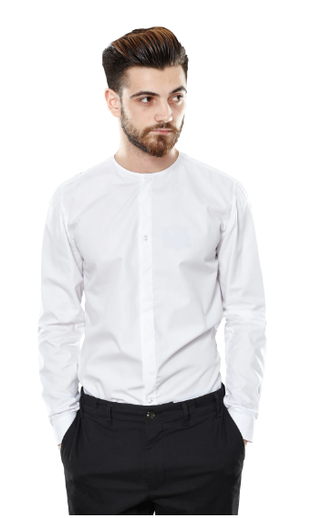 Cămașa albă fară guler