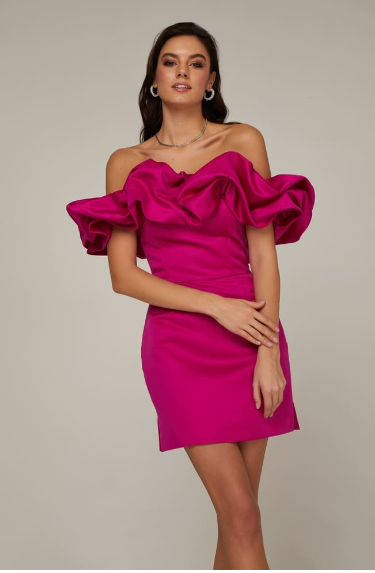 Rochia Mystic din tafta elastică, fucsia